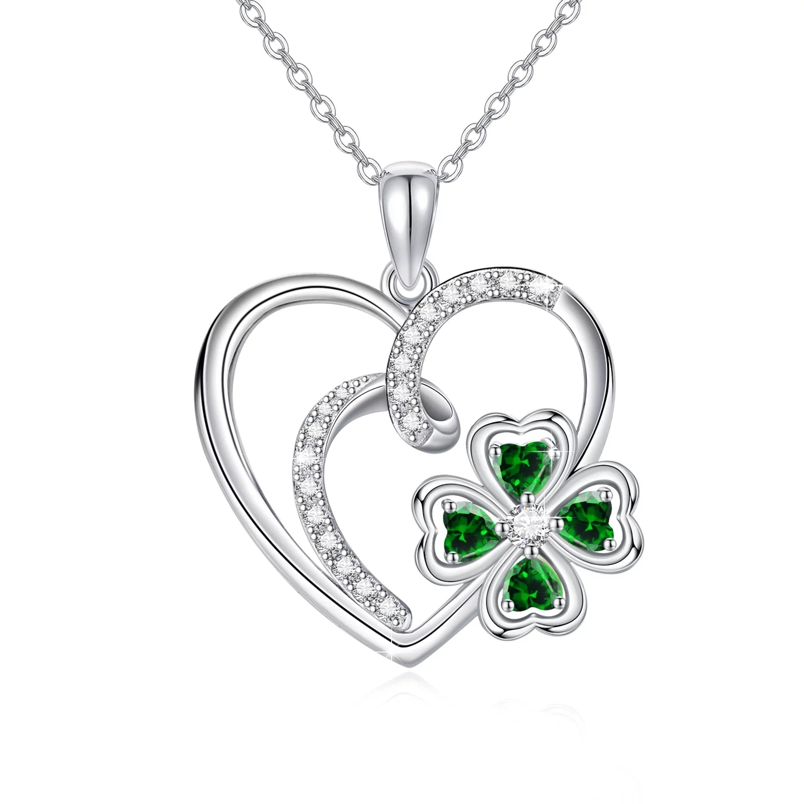 925 Sterling Silver 4 Leaf Clover Pendant Necklaces 