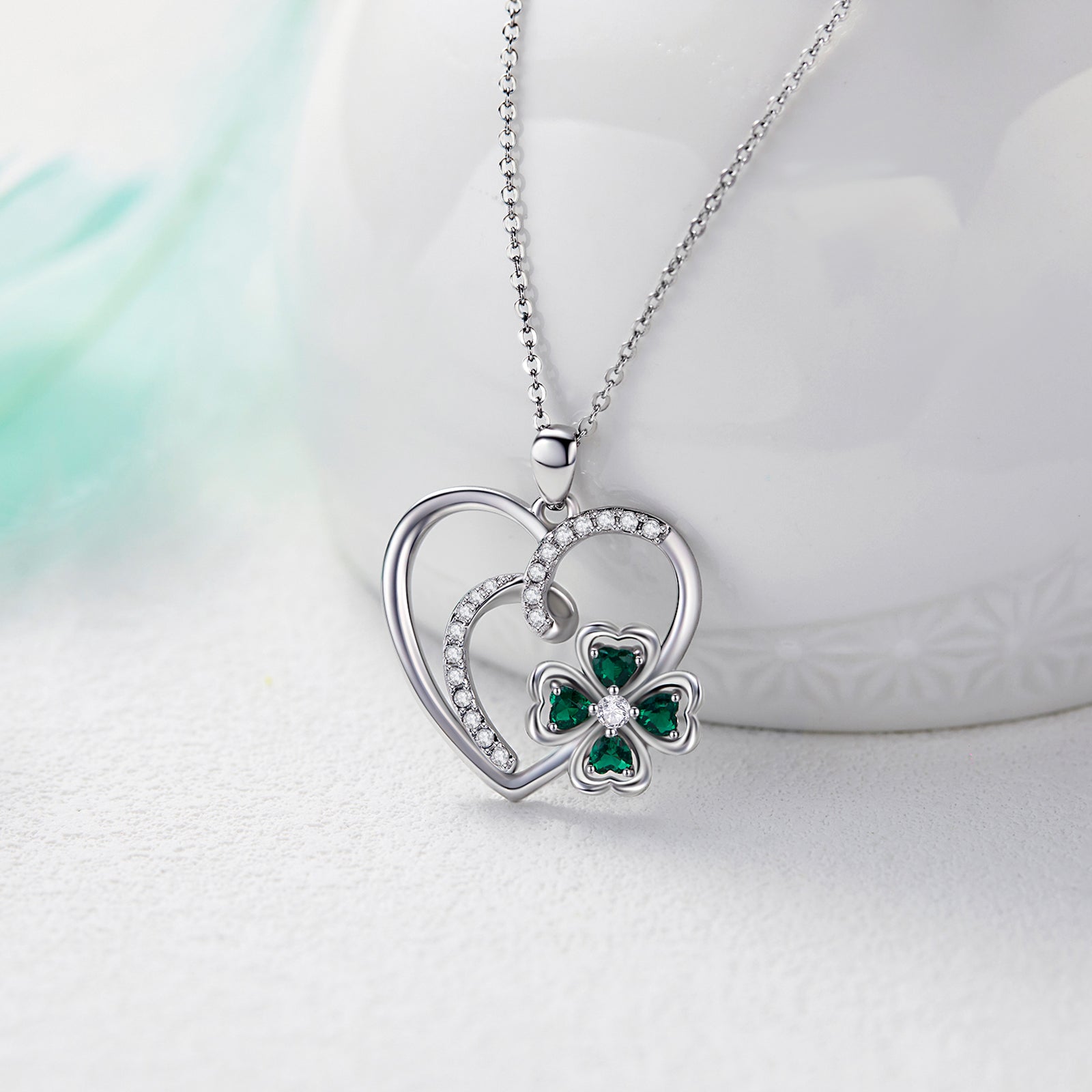 925 Sterling Silver 4 Leaf Clover Pendant Necklaces 