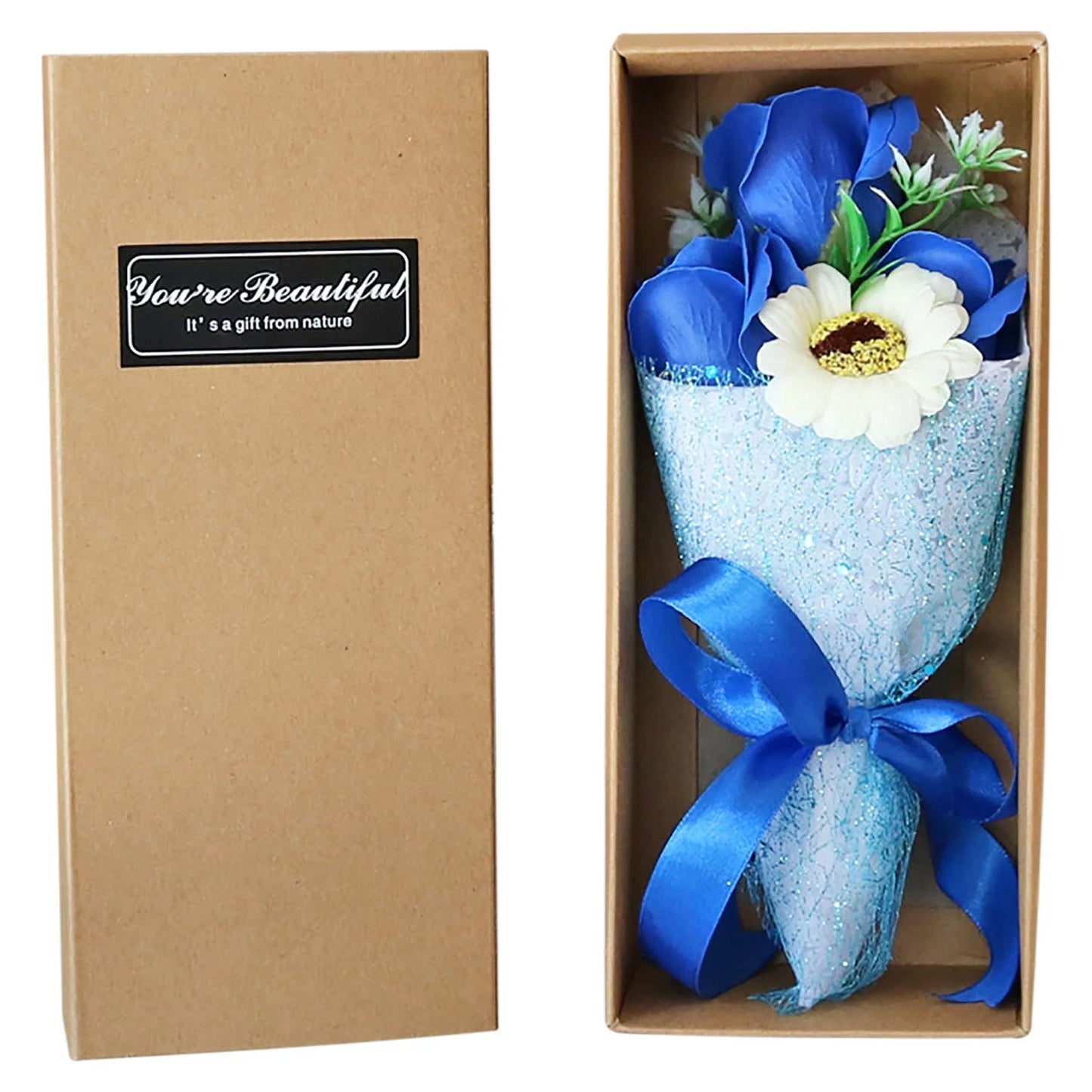  3 Soap Flower Carnation Bunch Gift Box