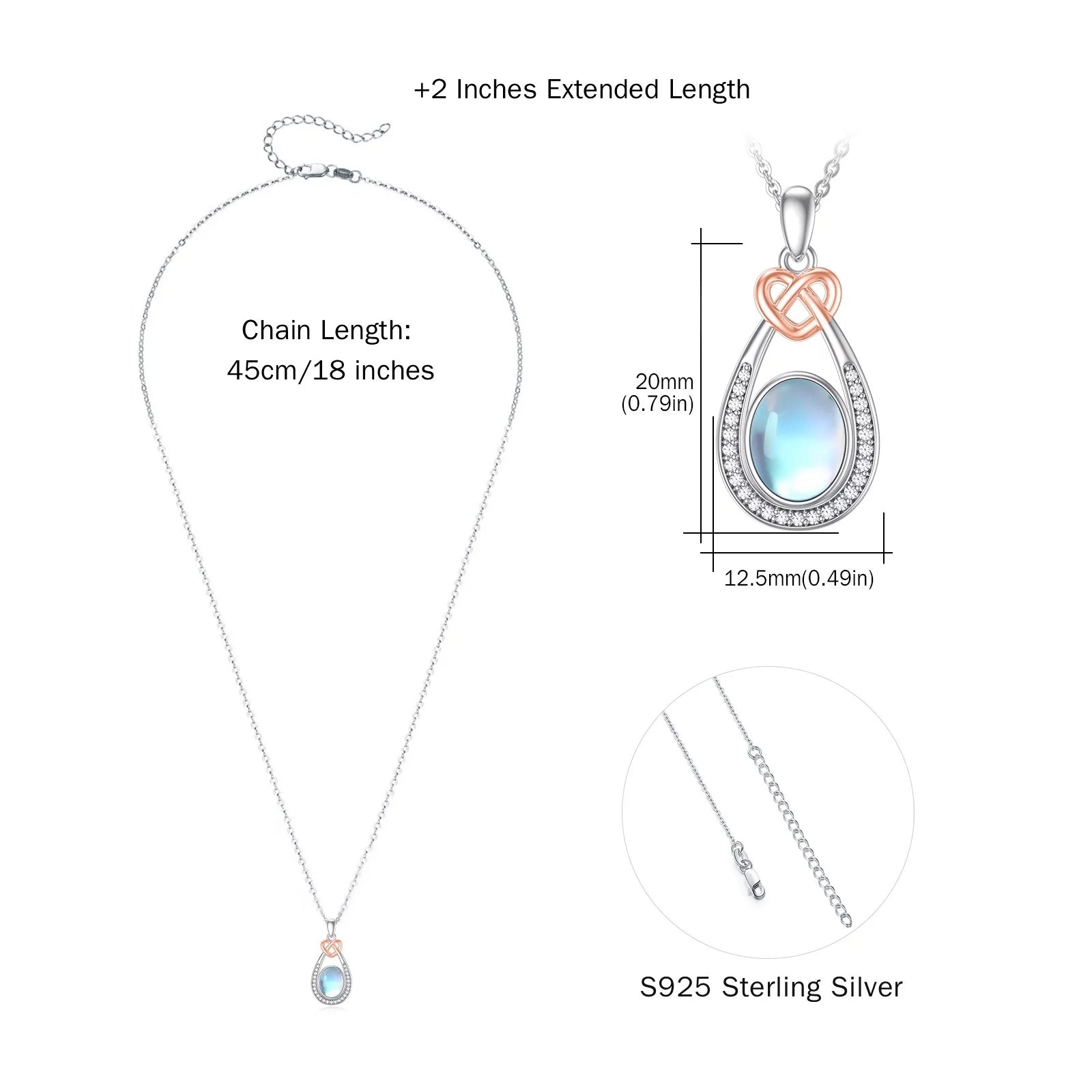 Moonstone 925 Sterling Silver Teardrop Pendant 