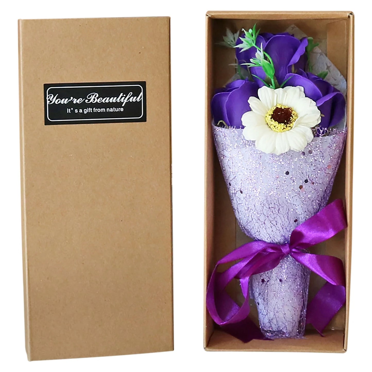 3 Soap Flower Carnation Bunch Gift Box