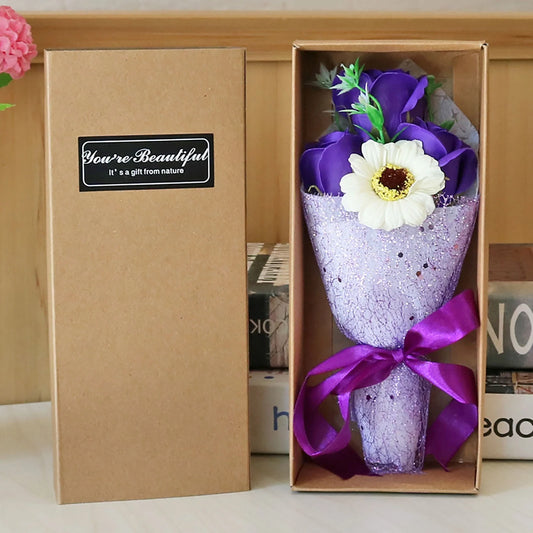 3 Soap Flower Carnation Bunch Gift Box