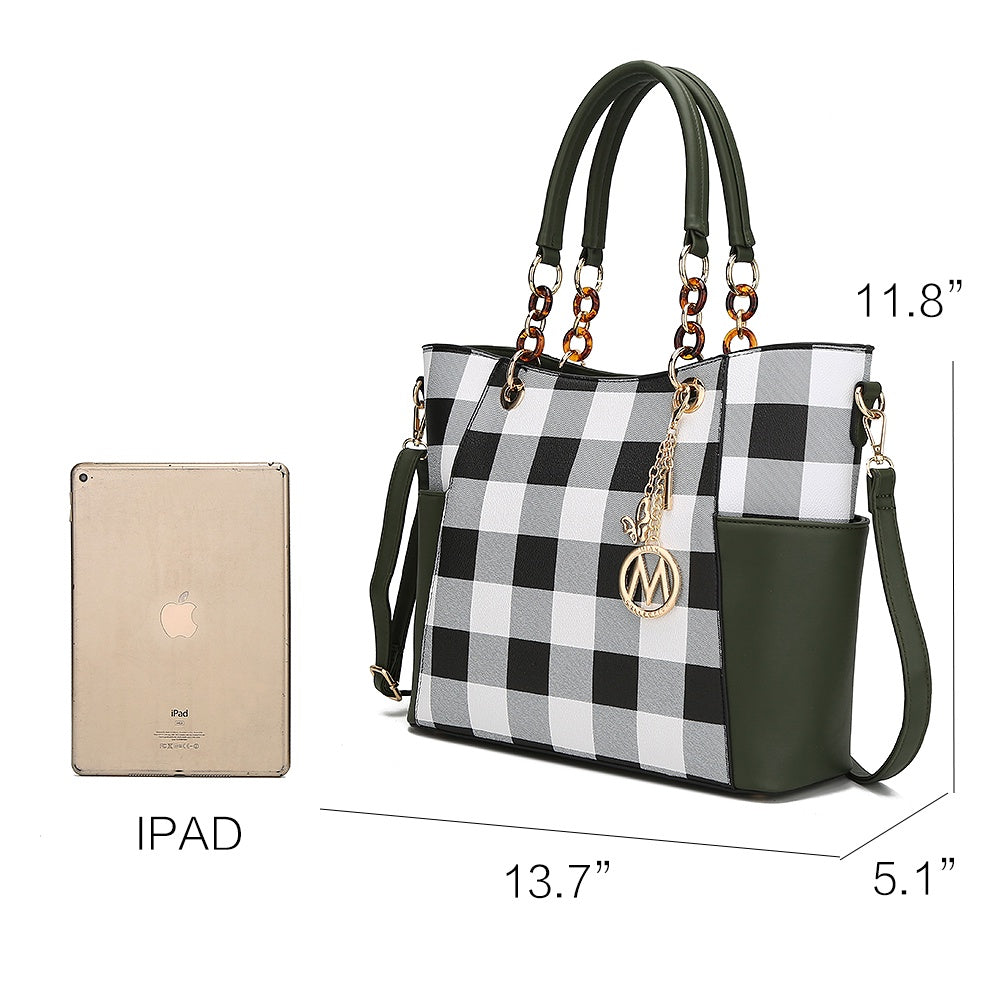 Bonita Checker Tote Bag with Wristlet Wallet