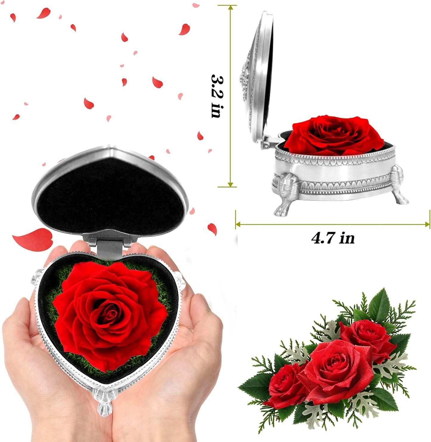 Valentines Day Gifts for Her Women, Gifts for Women Preserved Real Flower with Gift Box, Eternal Love Rose,Anniversary Women Gifts for Mom Immortal Flowers,Decor for Home